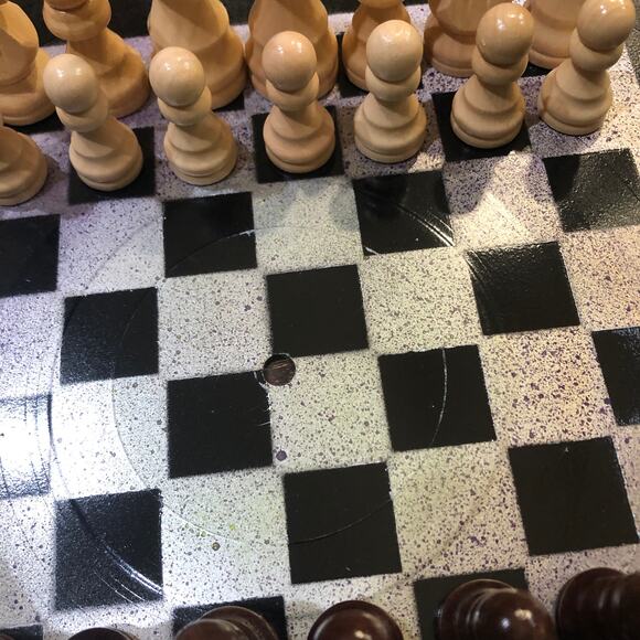 Vinyl Chess Set - Spotted Chrome & Black - Picture 11 of 13